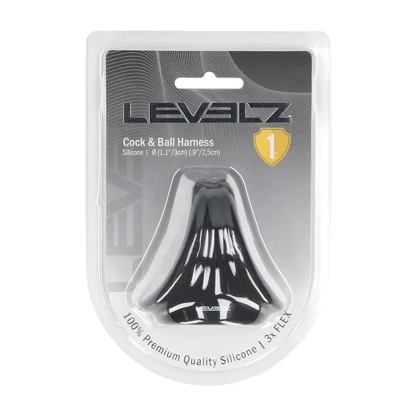 LEVELZ Silicone Cock & Ball Harness - Black - Black Cock & Ball Ring — image 7 of 8