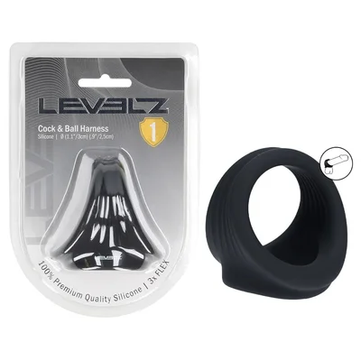 levelz silicone cock ball harness black black cock ball ring
