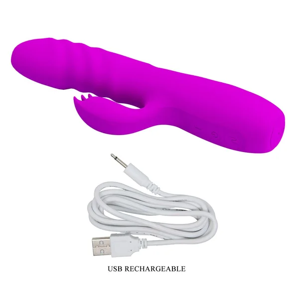 Party Up BOB Thrusting Vibe - Purple - Purple 25 cm USB Rechargeable Thrusting Rabbit Vibrator — image 6 of 7