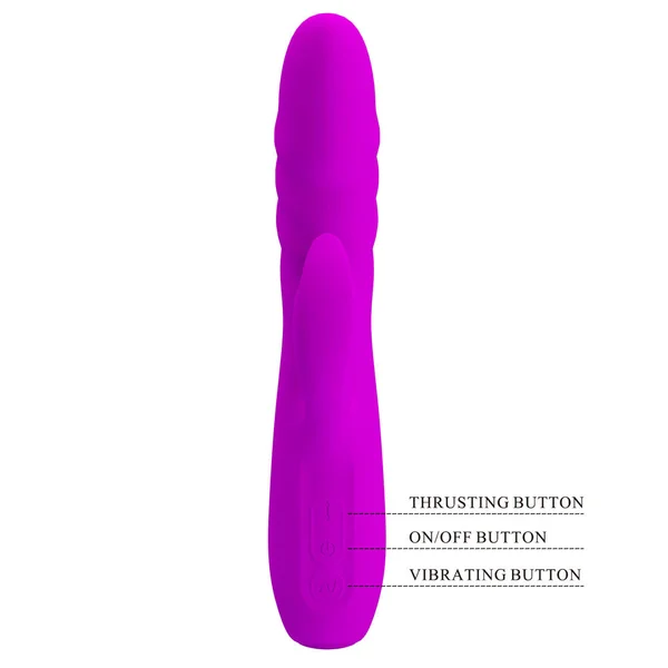 Party Up BOB Thrusting Vibe - Purple - Purple 25 cm USB Rechargeable Thrusting Rabbit Vibrator — image 4 of 7