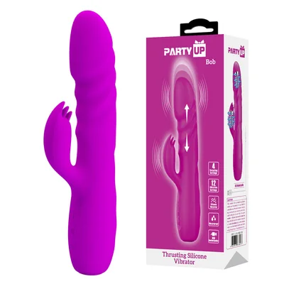 party up bob thrusting vibe purple purple 25 cm usb rechargeable thrusting rabbit vibrator