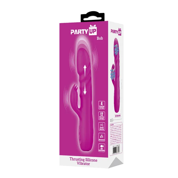 Party Up BOB Thrusting Vibe - Purple - Purple 25 cm USB Rechargeable Thrusting Rabbit Vibrator — image 7 of 7