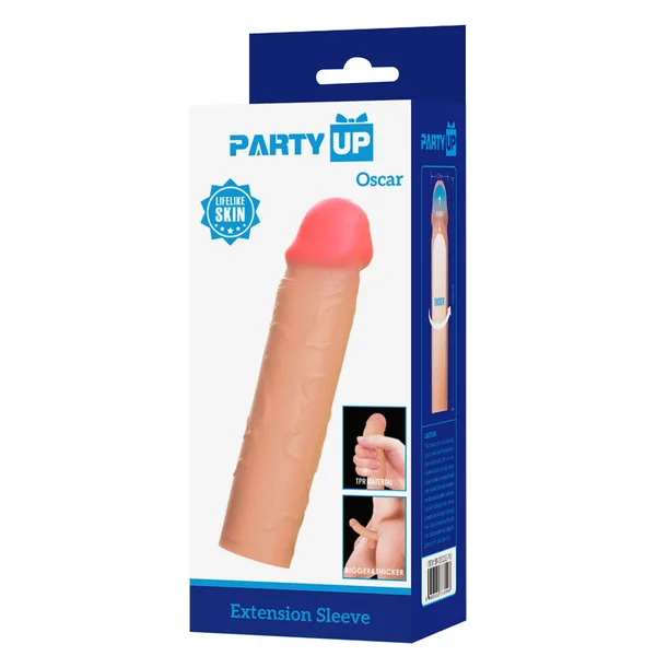 Party Up OSCAR 1 Inch Extender Sleeve - Flesh 1 Inch Penis Extender Sleeve — image 7 of 7