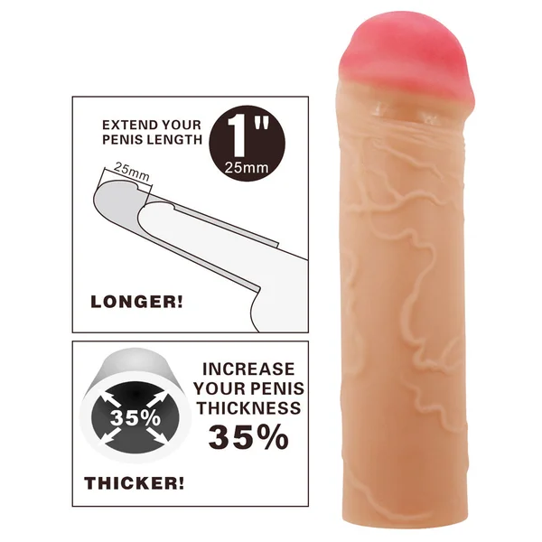 Party Up OSCAR 1 Inch Extender Sleeve - Flesh 1 Inch Penis Extender Sleeve — image 2 of 7