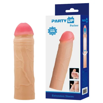 party up parker 2 inch extender sleeve flesh 2 inch penis extender sleeve