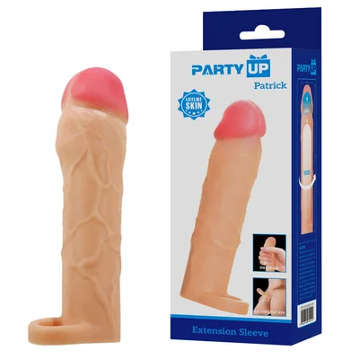 party up patrick 2 inch extender sleeve flesh 2 inch penis extender sleeve with ball strap