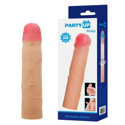party up philip 3 inch extender sleeve flesh 3 inch penis extender sleeve