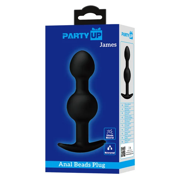 Party Up JAMES Anal Bead Plug - Black 10.4 cm Beaded Butt Plug — image 7 of 7