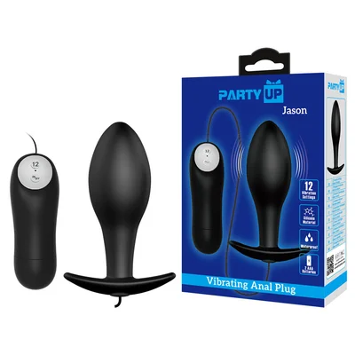 party up jason vibrating anal plug black 85 cm vibrating butt plug with remote
