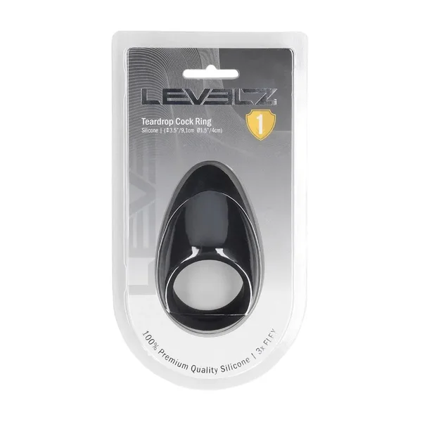 LEVELZ Teardrop Silicone Cock Ring - Black - Black Cock Ring — image 8 of 9