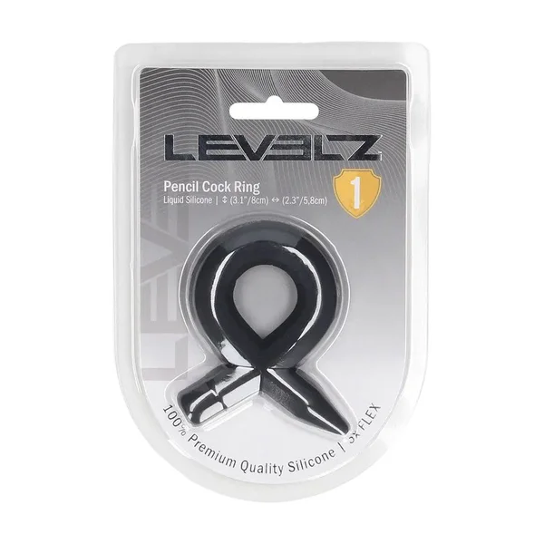 LEVELZ Pencil Liquid Silicone Cock Ring - Black Cock Ring — image 7 of 8