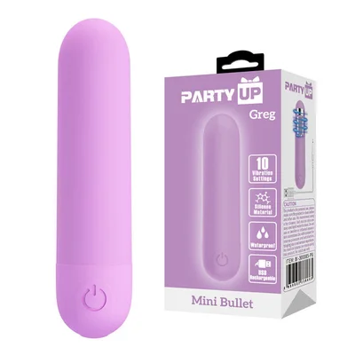 party up greg mini bullet purple purple 8 cm usb rechargeable bullet