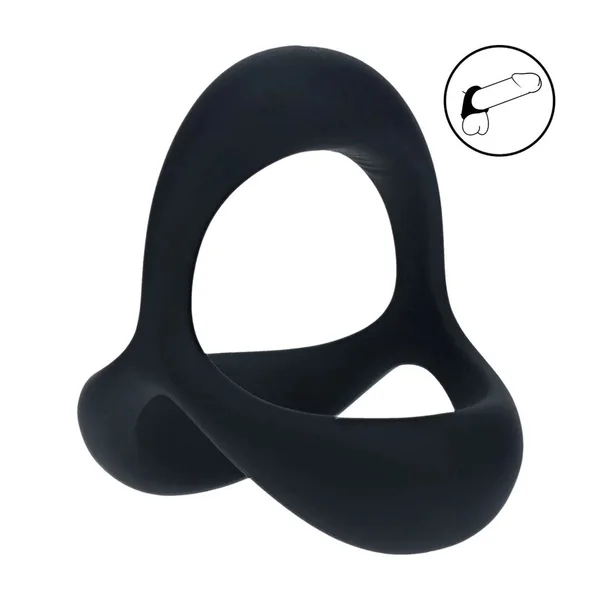 LEVELZ Tri O Ergo Silicone Cock Ring - Black - Black Cock & Balls Rings — image 2 of 7