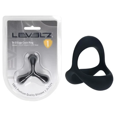 levelz tri o ergo silicone cock ring black black cock balls rings