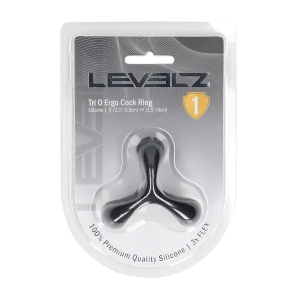 LEVELZ Tri O Ergo Silicone Cock Ring - Black - Black Cock & Balls Rings — image 6 of 7