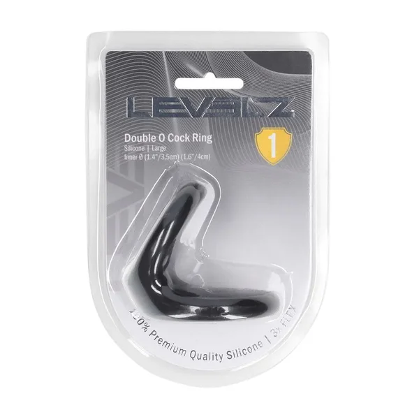 LEVELZ Double O Silicone Cock Ring - L - Black - Black Cock & Balls Rings — image 8 of 9