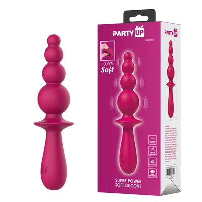 party up evajane pink pink 171 cm usb rechargeable beaded vibrator