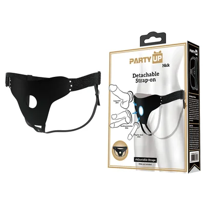 party up nick strap on harness black adjustable strap on harness no probe included