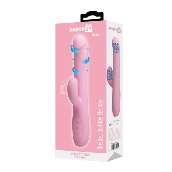 Party Up DEAN Wavy Rotation Vibe - Pink - Pink 23.8 cm USB Rechargeable Rotating Rabbit Vibrator — image 8 of 8