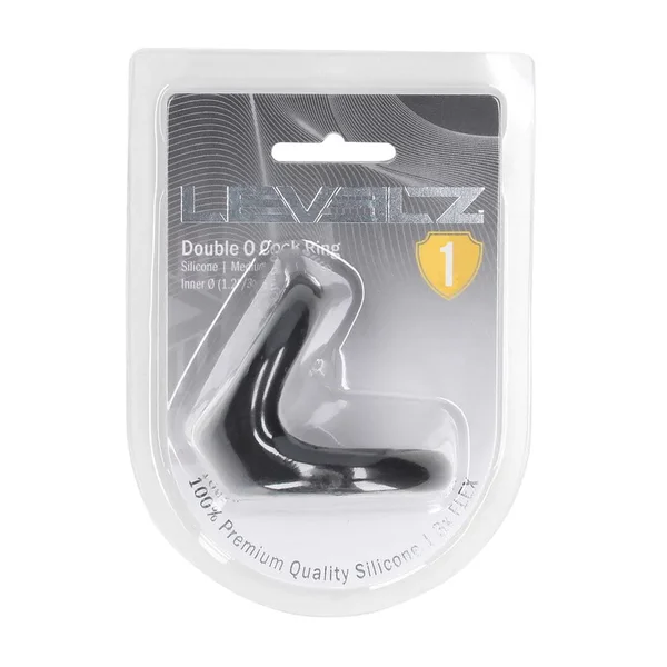 LEVELZ Double O Silicone Cock Ring - M - Black - Black Cock & Balls Rings — image 8 of 9