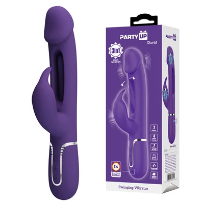 party up david swinging vibe purple purple 232 cm usb rechargeable rabbit vibrator with flicking arm