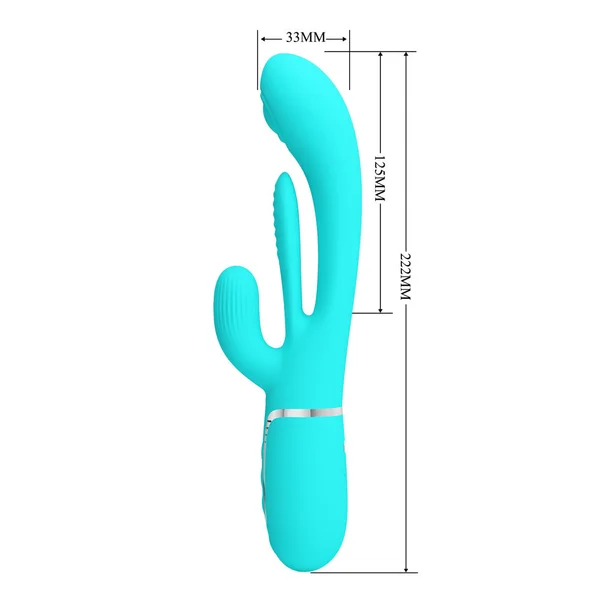 Party Up ANDY Multi Function Vibrator - Teal - Teal 22.2 cm USB Rechargeable Rabbit Vibrator with Flicking and Thumping Tip — image 6 of 8