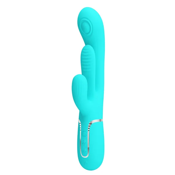 Party Up ANDY Multi Function Vibrator - Teal - Teal 22.2 cm USB Rechargeable Rabbit Vibrator with Flicking and Thumping Tip — image 2 of 8