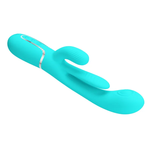 Party Up ANDY Multi Function Vibrator - Teal - Teal 22.2 cm USB Rechargeable Rabbit Vibrator with Flicking and Thumping Tip — image 5 of 8