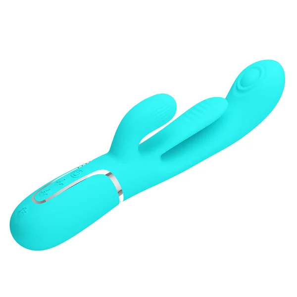 Party Up ANDY Multi Function Vibrator - Teal - Teal 22.2 cm USB Rechargeable Rabbit Vibrator with Flicking and Thumping Tip — image 4 of 8