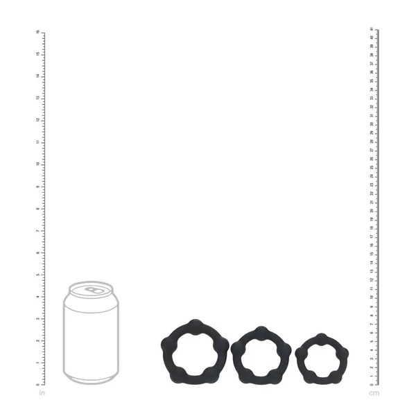 LEVELZ Beaded Silicone Cock Ring Set of 3 - Black - Black Cock Rings - Set of 3 Sizes — image 3 of 6