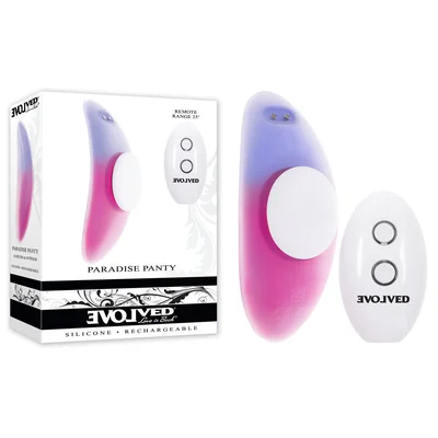 evolved paradise panty pinkpurple usb rechargeable panty vibrator with remote control