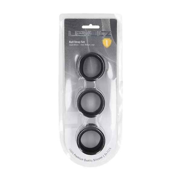 LEVELZ Liquid Silicone Ball Strap Set of 3 - Black - Black Ball Stretchers - Set of 3 Sizes — image 6 of 7