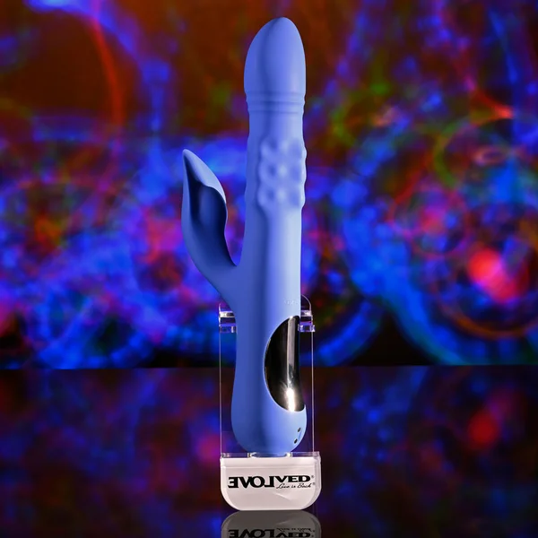 Evolved POP GOES THE O - Purple 24.7 cm USB Rechargeable Thrusting & Bulging Rabbit Vibrator — image 5 of 9