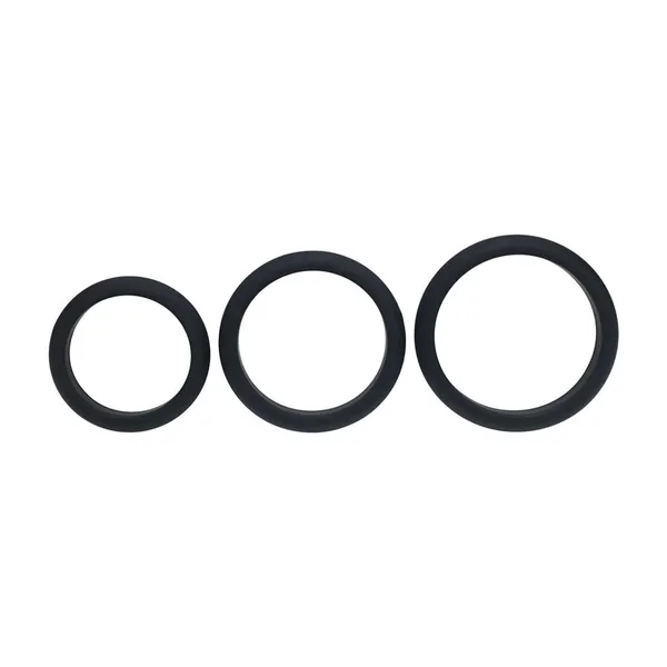 LEVELZ Wide O Silicone Cock Ring Set of 3 - L/XL/2X - Black Cock Rings - Set of 3 Sizes — image 2 of 7