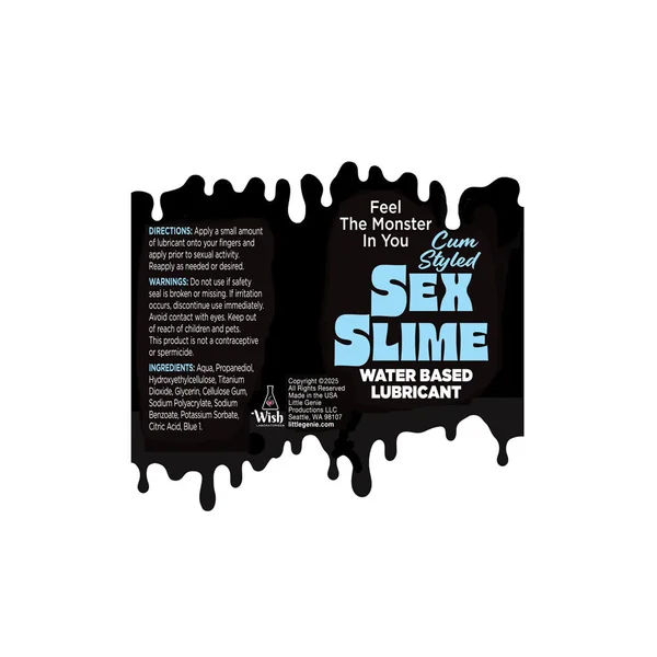 Sex Slime Cum Style Creature Lube - Blue 60 ml - Blue Cum Style Water Based Lubricant - 60 ml Bottle — image 3 of 4