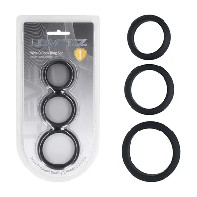 levelz wide o silicone cock ring set of 3 sml black cock rings set of 3 sizes