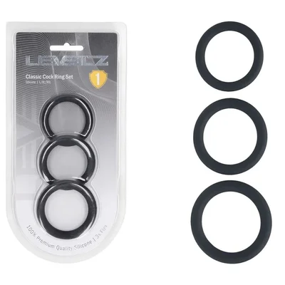 levelz classic silicone cock ring set lxlxxl black cock rings set of 3 sizes