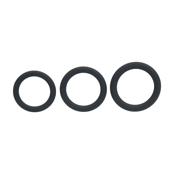 LEVELZ Classic Silicone Cock Ring Set - L/XL/XXL - Black Cock Rings - Set of 3 Sizes — image 2 of 7