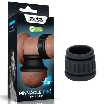 pinnacle pro twin grip enhancer black cock balls ring
