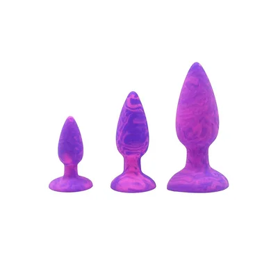 adam eve colour swirl anal plug set purplepink butt plugs set of 3 sizes