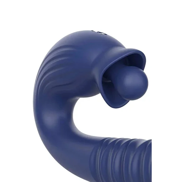 Adam & Eve THE BIG BALLER - Navy Blue 18.8 cm USB Rechargeable Thrusting Rabbit Vibrator — image 6 of 6