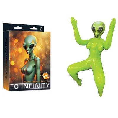 to infinity green inflatable squatting alien love doll