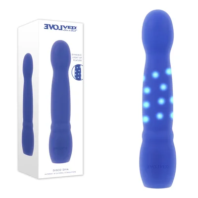 evolved disco diva blue 209 cm usb rechargeable light up vibrator