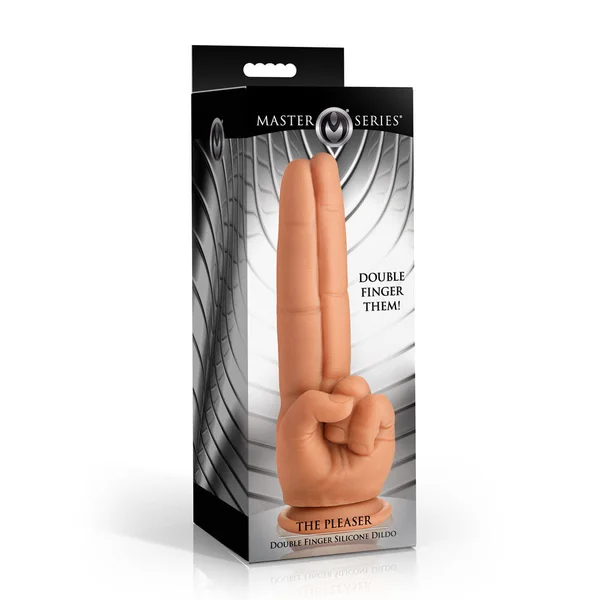 Master Series The Pleaser - Flesh 23.6 cm Double Finger Dildo — image 9 of 9