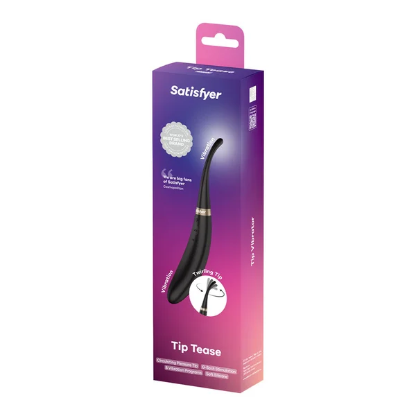 Satisfyer Tip Tease - Black - Black USB Rechargeable Vibrator with Twirling Tip — image 8 of 8