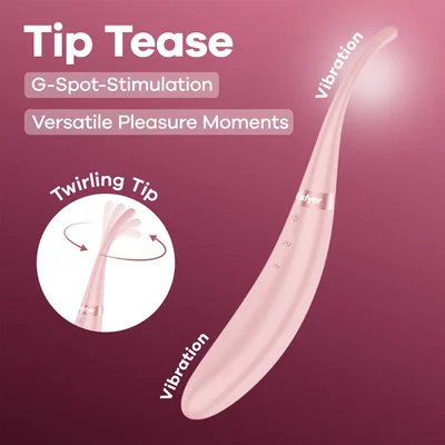 satisfyer tip tease rose rose usb rechargeable vibrator with twirling tip