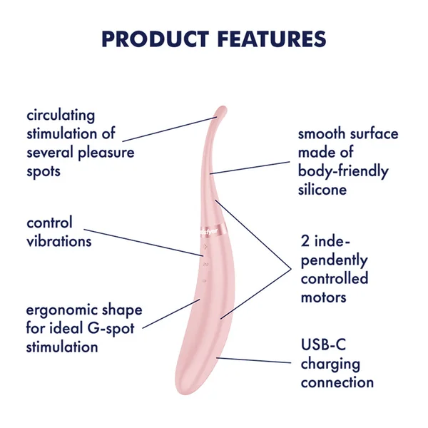 Satisfyer Tip Tease - Rose - Rose USB Rechargeable Vibrator with Twirling Tip — image 2 of 8