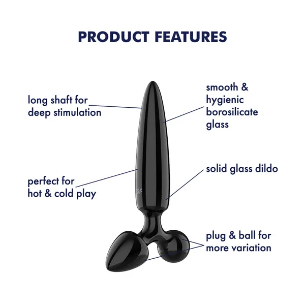 Satisfyer Triple Crystal 1 - Black - Black Glass 3-in-1 Butt Plug — image 2 of 7