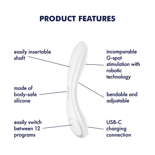 Satisfyer G-Spot Wave 2 - White - White 23.6 cm USB Rechargeable Flicking Tip Vibrator — image 7 of 10