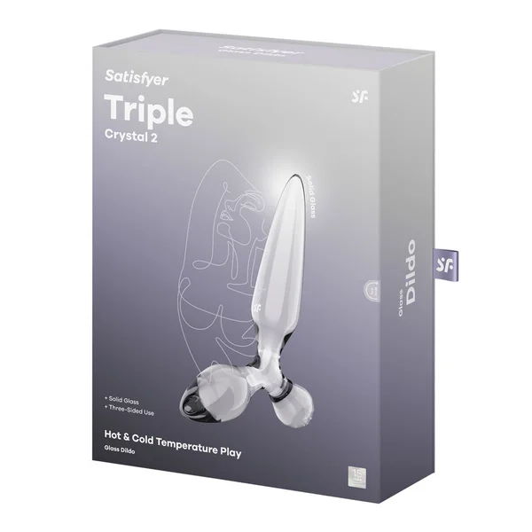 Satisfyer Triple Crystal 2 - Clear - Clear Glass 3-in-1 Butt Plug — image 7 of 7